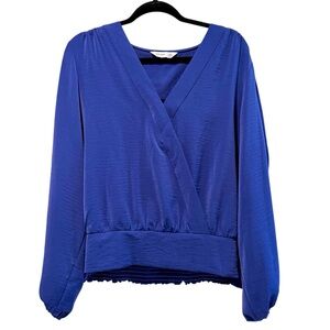 Nine West Long Dolman Sleeve Surplice Blouse Archer Blue Women’s Size‎ XXL
